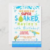 Boys Water Gun Water Ballon schwimmen Party Geburt Einladung (Vorderseite)