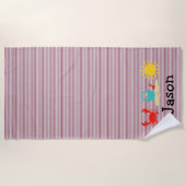 Boys Watercolor Beach Trio Beach Handtuch (Vorderseite)