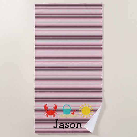 Boys Watercolor Beach Trio Beach Handtuch (Vorderseite)