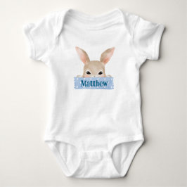 Boys Watercolor Blue Oaster Bunny Baby Strampler
