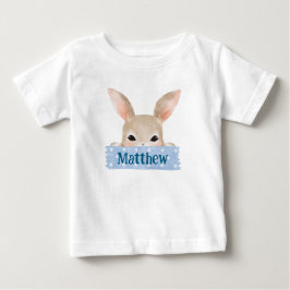Boys Watercolor Blue Oaster Bunny Baby T-shirt
