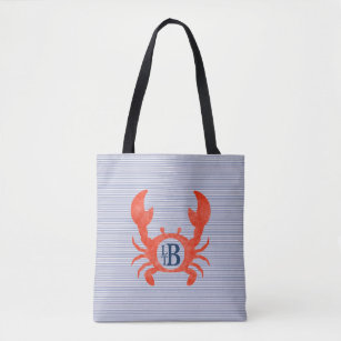 Boys Watercolor Crab Monogram Circlel Tasche