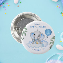 Boys Watercolor Elephant Baby Dusche Button