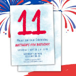 Boys Watercolor Kids Blue 11. Geburtstag Einladung<br><div class="desc">11. Geburtstag Kinder Junge Blau Party 11. Geburtstagsfeier Einladung für einen 11-jährigen Jungen mit lustigen Schriftart schreiben und Spaß Wasserfarbe Nummer.</div>
