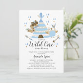 Boys Wild One Baby Shower Einladung (Stehend Vorderseite)