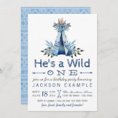 Boys Wild One Birthday Party Erster Geburtstag Einladung (Vorne/Hinten)