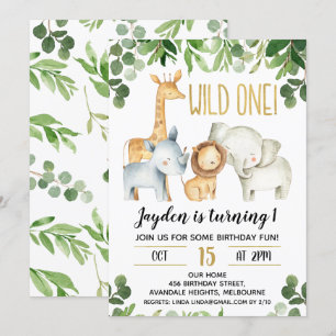 Boys Wild One Foliage Safari Einladung zum Geburts