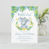 Boys Wild One Safari 1. Geburtstag Party Einladung (Stehend Vorderseite)