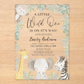 Boys Wild One Safari Animals Kinderdusche Acryleinladungen (Vorderseite)