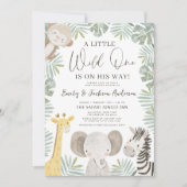 Boys Wild One Safari Animals Paare Babydusche Einladung (Vorderseite)