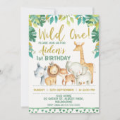 Boys Wild One Safari Einladung zum ersten Geburtst (Vorderseite)