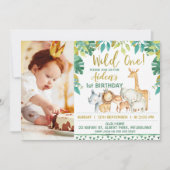 Boys Wild One Safari Foto Einladung zum 1. Geburts (Vorderseite)