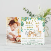 Boys Wild One Safari Foto Einladung zum 1. Geburts (Stehend Vorderseite)