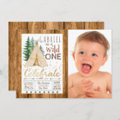 Boys Wild One Tribal TeePee Erster Geburtstag Einladung (Vorne/Hinten)
