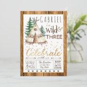 Boys Wild und Three Tribal TeePee Dritter Geburtst Einladung (Stehend Vorderseite)