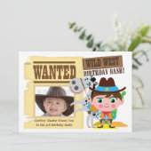 Boys Wild West Western Cowboy Birthday Invite Einladung (Stehend Vorderseite)