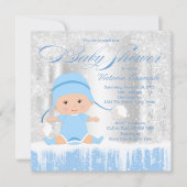 Boys Winter Wonderland Snow Baby Dusche Einladung (Vorderseite)