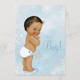 Boys Winter Wonderland Snowflake Babydusche Einladung