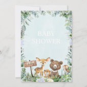 Boys Woodland Animals and Greenerity Baby Shower Einladung (Rückseite)