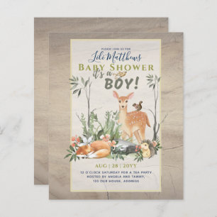 Boys Woodland Animals Forest Baby Shower lädt ein