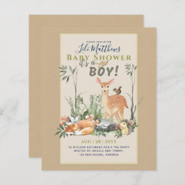 Boys Woodland Animals Forest Baby Shower lädt ein