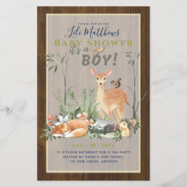 Boys Woodland Animals Forest Baby Shower lädt ein Flyer