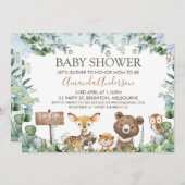 Boys Woodland Animals Kinderdusche Einladung (Vorne/Hinten)