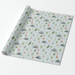 Boys Woodland Bears Forest Camping Birthday Geschenkpapier