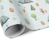 Boys Woodland Bears Forest Camping Birthday Geschenkpapier (Rolleneckpunkt)