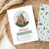 Boys Woodland Forest Camper Teddy Bear Birthday Einladung