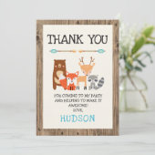 Boy's Woodland Tiere Geburtstag Danke Karte (Stehend Vorderseite)