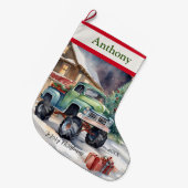 Boys Xmas Monster Truck Großer Weihnachtsstrumpf (Vorderansicht (hängend))