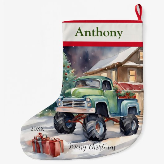 Boys Xmas Monster Truck Großer Weihnachtsstrumpf (Rückseite)