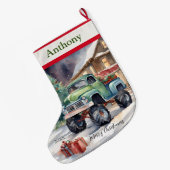 Boys Xmas Monster Truck Großer Weihnachtsstrumpf (Rückseite (Hängend))