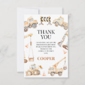 Boys Yellow Watercolor Construction Birthday Dankeskarte (Vorderseite)