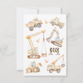 Boys Yellow Watercolor Construction Birthday Dankeskarte (Rückseite)