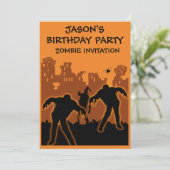 Boys Zombie Birthday Einladung (Stehend Vorderseite)