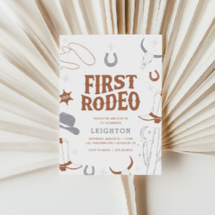 Boys'Boho Retro First Rodeo Cowboy 1. Geburtstag Einladung
