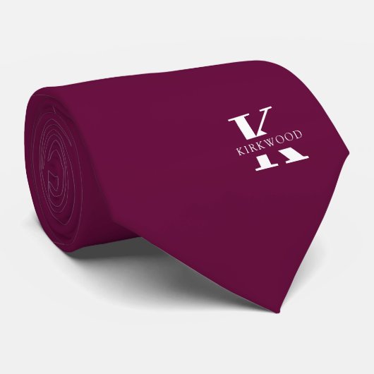 Boysenberry | Elegante Monogramm+Name | beidseitig Krawatte (Gerollt)
