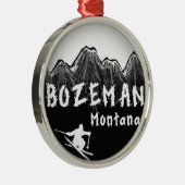 Bozeman Montana künstlerischer Skifahrer Silbernes Ornament (Rechts)