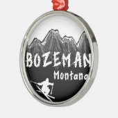 Bozeman Montana künstlerischer Skifahrer Silbernes Ornament (Links)