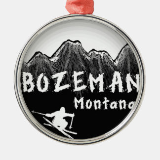 Bozeman Montana künstlerischer Skifahrer Silbernes Ornament