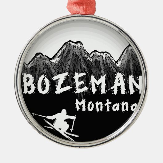 Bozeman Montana künstlerischer Skifahrer Silbernes Ornament (Vorne)