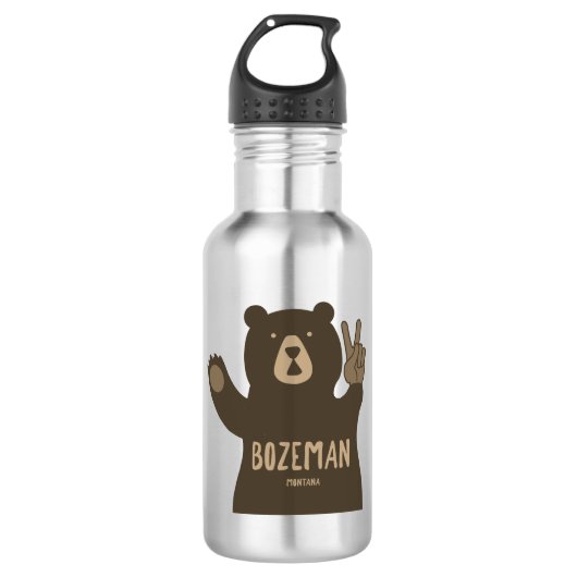 Bozeman Montana Peace Bear Edelstahlflasche (Vorderseite)