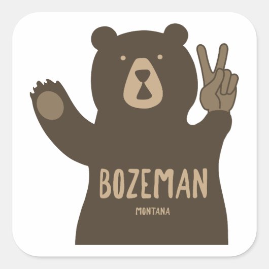 Bozeman Montana Peace Bear Quadratischer Aufkleber (Vorderseite)