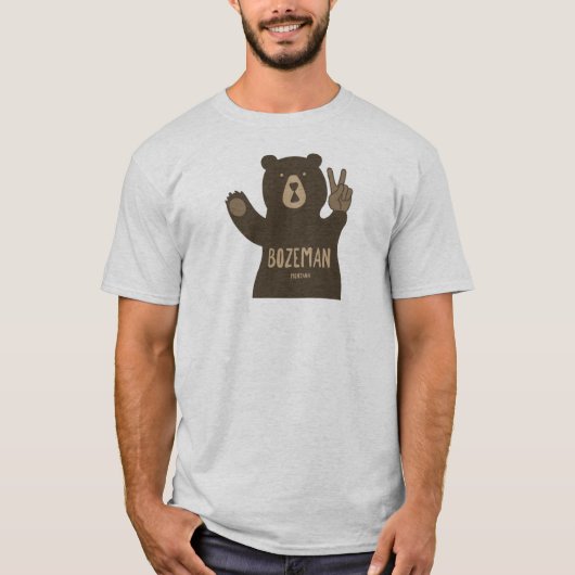 Bozeman Montana Peace Bear T-Shirt (Vorderseite)
