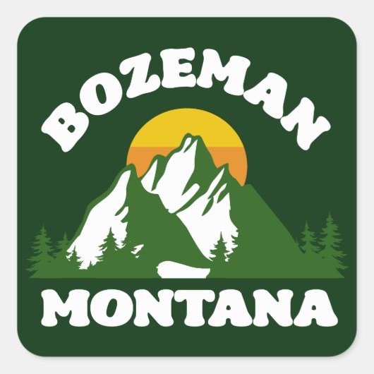 Bozeman, Montana Quadratischer Aufkleber (Vorderseite)