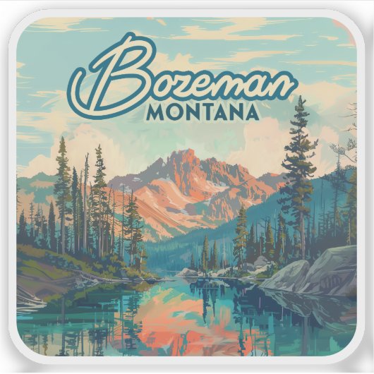 Bozeman Montana Rocky Mountains Vintag Aufkleber (Vorderseite)