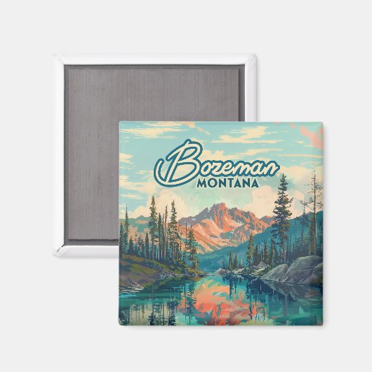 Bozeman Montana Rocky Mountains Vintag Magnet (Vorderseite/Rückseite)