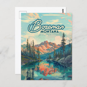Bozeman Montana Rocky Mountains Vintag Postkarte